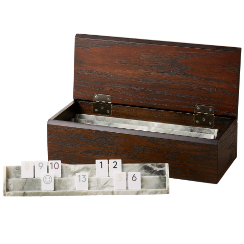 CB2 Reign Green Marble Rummy Cube Game Set