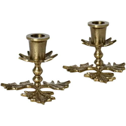 Target Set of 2 Metal Botanical Taper Candle Holders Gold McGee