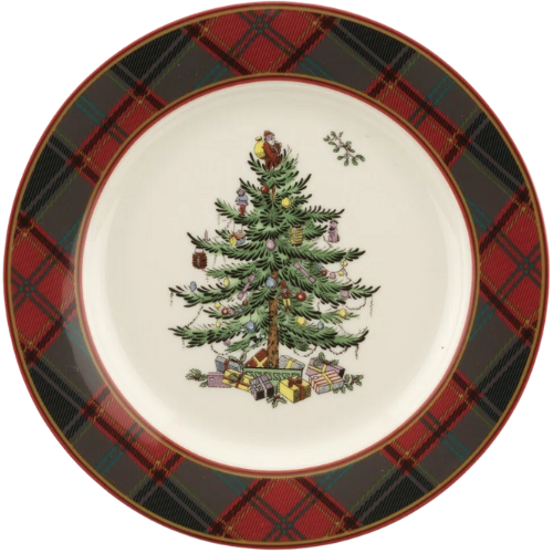 Spode Christmas Tree Tartan Salad Plate