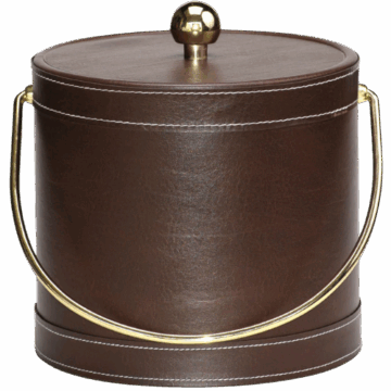 Brown Leatherette Stitched 3-Quart Ice Bucket