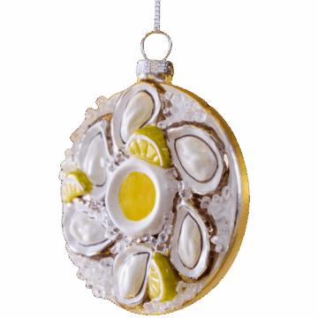 West Elm Fancy Food Glass Ornament Oysters