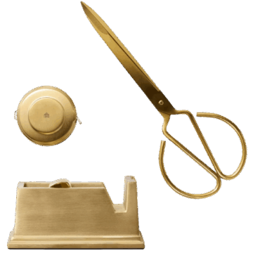 Target 3pc Brass Scissor with Measuring Tape and Tape Dispenser Set