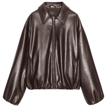 Zara Faux Leather Bomber Jacket