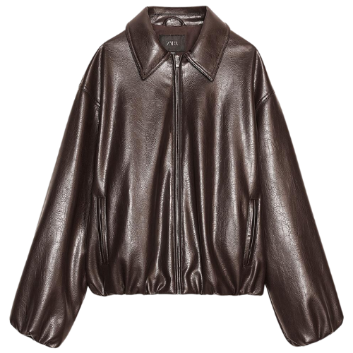 Zara Faux Leather Bomber Jacket