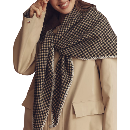 Anthropologie Large Gingham Triangle Scarf