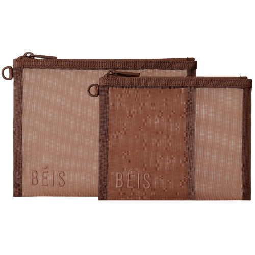 BÉIS 'The Mesh Pouch Duo' in Maple - Mesh Travel Bags