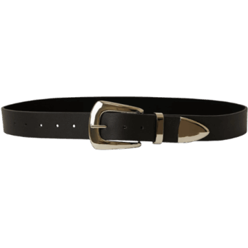 Jordana Mini Leather Belt - Black Silver B-low the Belt