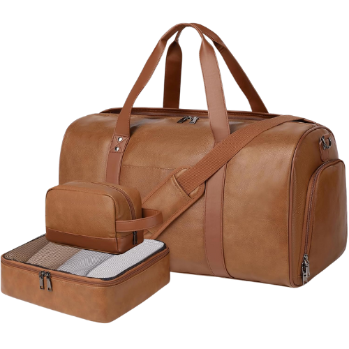 3 Piece Leather Weekender Bag Amazon
