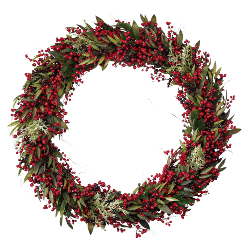Lulu and Georgia Faux Spruce Wreath with Red Berries and Pinecones