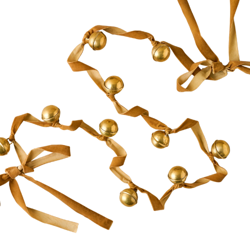 Magnolia Etched Solid Brass Jingle Bell Garland