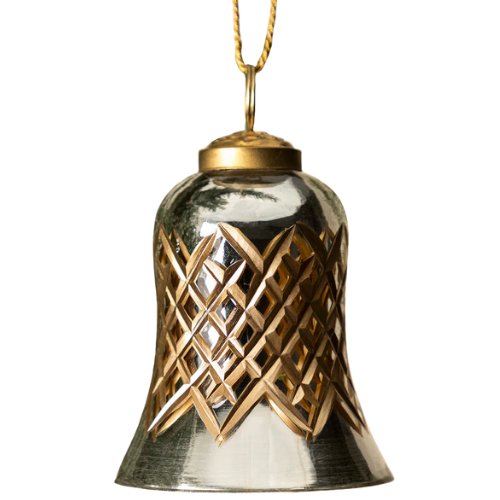 Hand-Painted Mercury Glass Bell Ornament