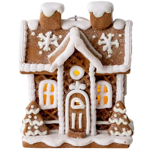 House of Jade Home Lighted Gingerbread House Ornaments