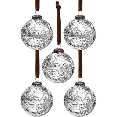 Mercury Glass Ornaments with Velvet Ribbon Amazon