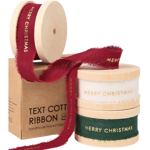 Amazon Merry Christmas ribbon frayed edge