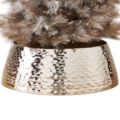 CB2 Liquid Textured Stainless Steel Christmas Tree Collar