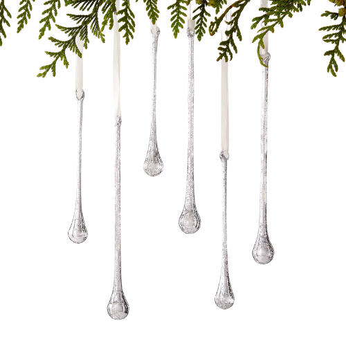 CB2 Hailee Teardrop Silver Mercury Glass ornament