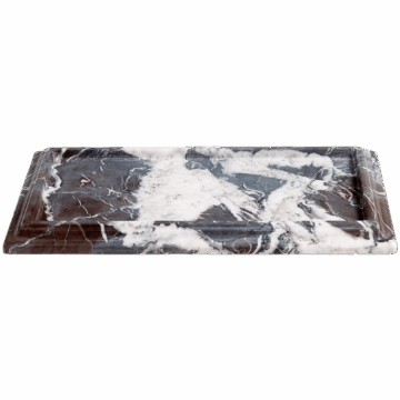 Crate & Barrel Rectangle Fluted Himalayan Gray Marble Decorative Tray