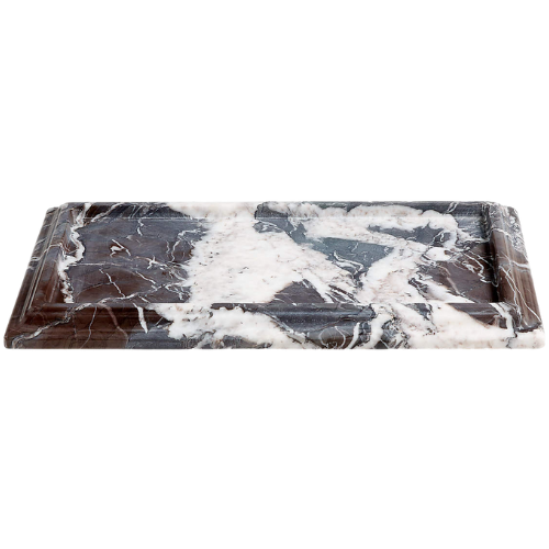 Crate & Barrel Rectangle Fluted Himalayan Gray Marble Decorative Tray