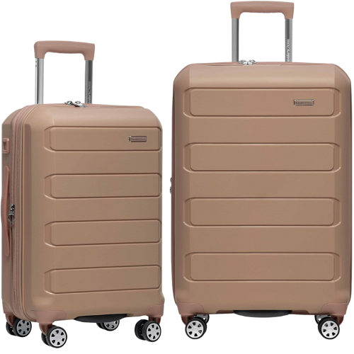 Traveler's Choice Pagosa Indestructible Hardshell Expandable Spinner Luggage brown