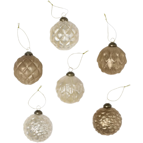 Target Set of 6 Mercury Glass Ornaments White/Gold