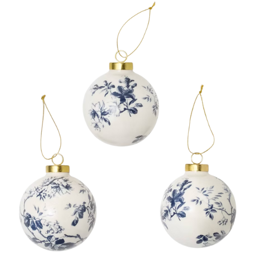 McGee Target Set of 3 Patterned Ceramic Ornaments White/Blue