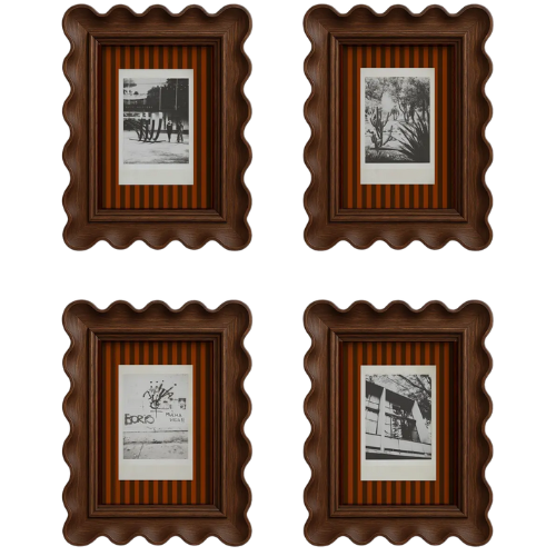 Etsy Scalloped Framed Polaroids Stripe Mat Gallery Wall