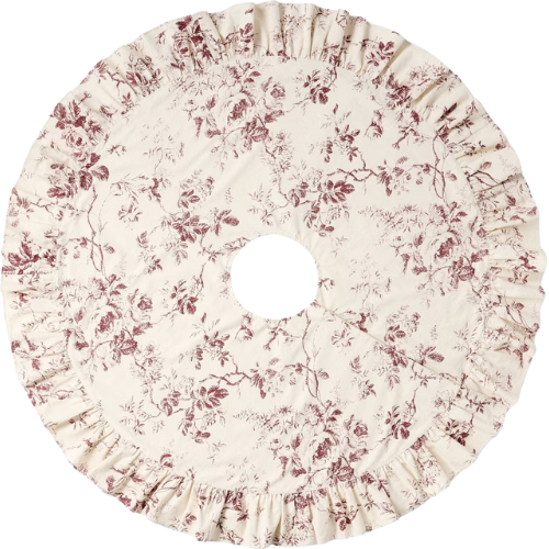 Target 50" Ruffle Botanical Tree Skirt Cream/Red - Threshold McGee