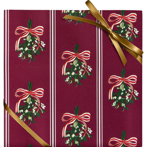 Paper Source Mistletoe Stripes Stone Wrapping Paper gift wrap