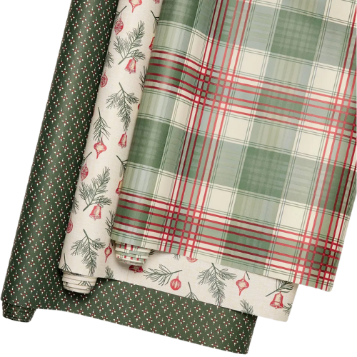 Set of 3 12' Plaid Starburst Ornament Pine Sprigs Gift Wrap - Hearth & Hand™ with Magnolia Target