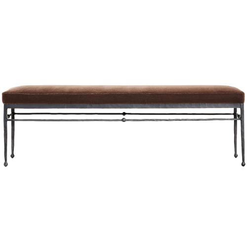 Crate & Barrel Rodin Brown Velvet Bench by Athena Calderone