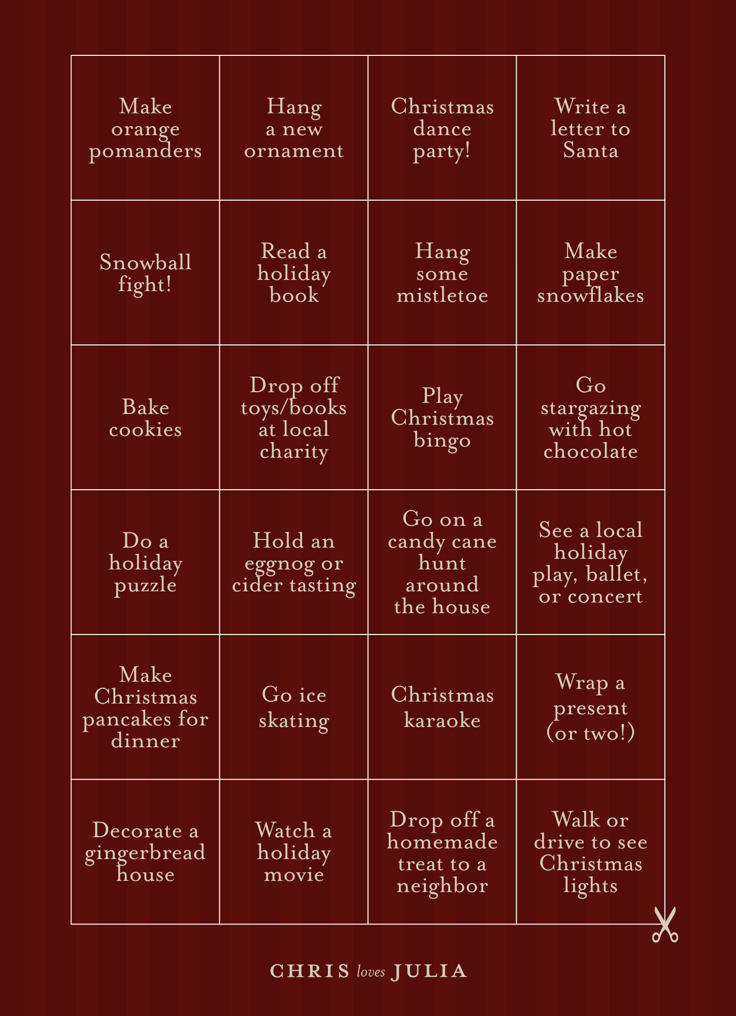 Christmas Advent calendar with 25 days of activities to print and do as a family
