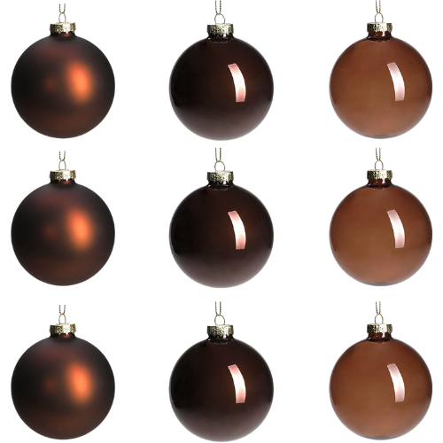 Brown Glass Christmas Ball Ornaments, Set of 9 Amazon