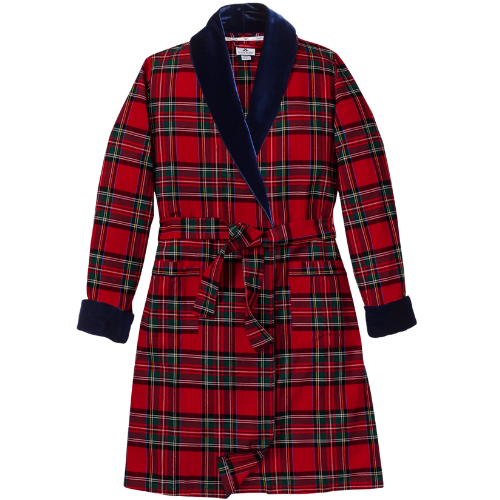Petite Plume Men's Brushed Twill Velvet Robe in Imperial Tartan