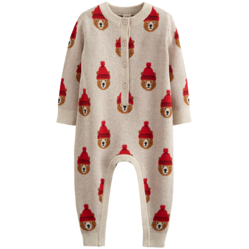 Nordstrom Bear Jacquard Cotton Sweater Romper