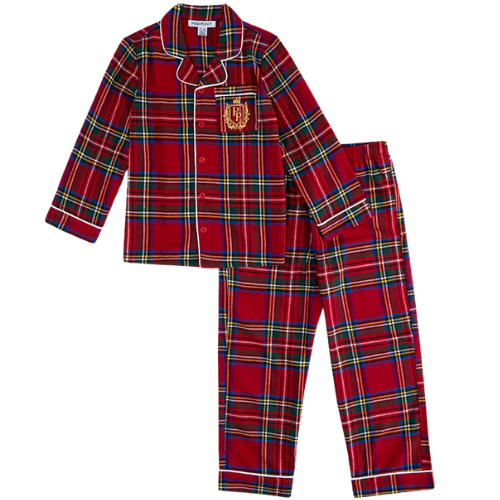 Posh Peanut Holiday Red Flannelette Luxe Pajamas | Red Tartan Plaid