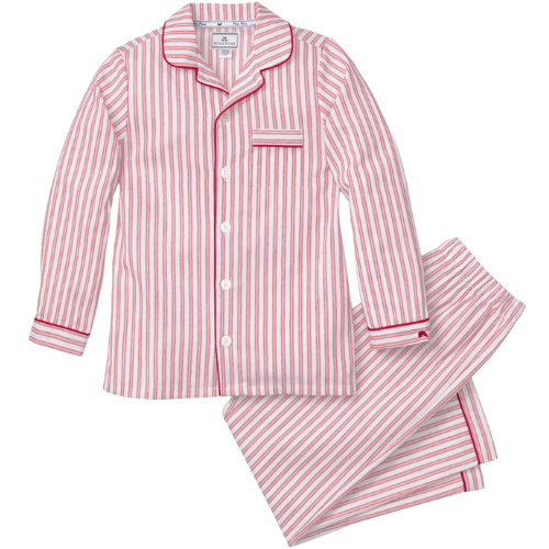 Petite Plume Kid's Twill Pajama Set in Antique Red Ticking