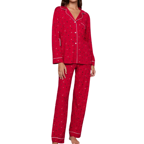 Gisele Printed TENCEL™ Modal Long PJ Set red Eberjey pajama