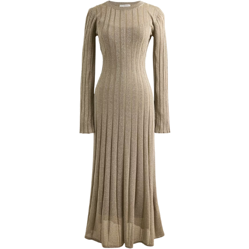 Rib-knit flare midi dress