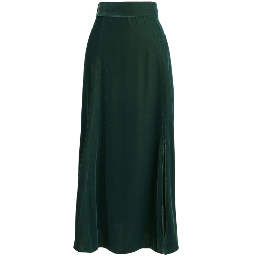 Velvet pull-on midi skirt
