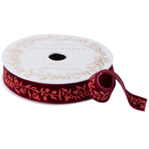 Rifle Paper Co. Christmastide Pomegranate Holiday Ribbon
