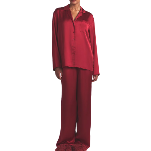 Skims Woven Shine Long Sleep set pjs pajamas
