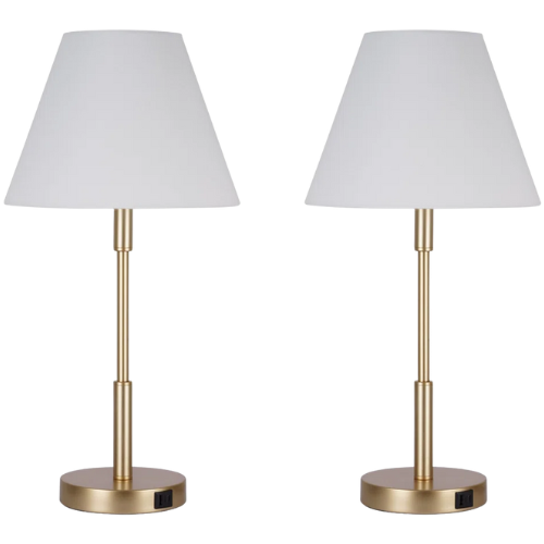Marlow Lamp with USB ports - Antique Brass - Set of 2 Wayfair