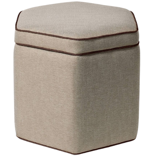 Target Storage Ottoman with Twisted Piping Detail Brown Linen Studio McGee