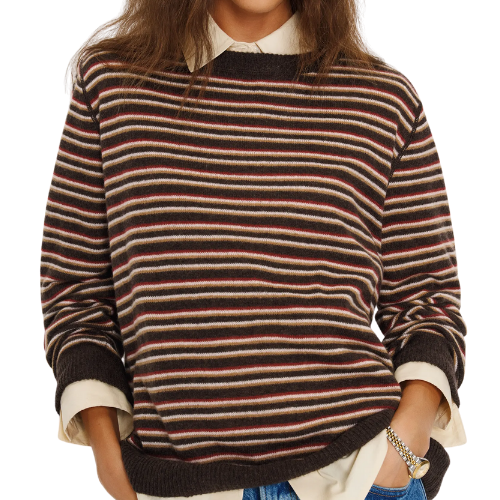 striped cashmere boyfriend sweater reformation