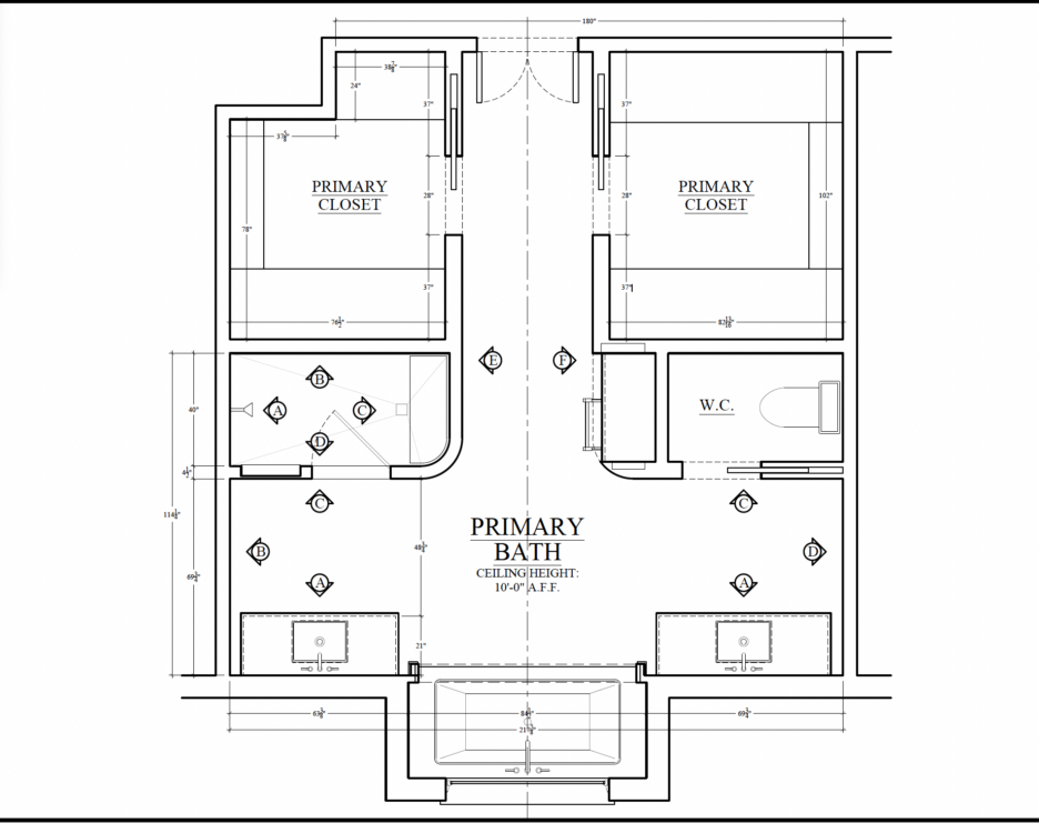 Floor Plan for the Primary His & Her Closet