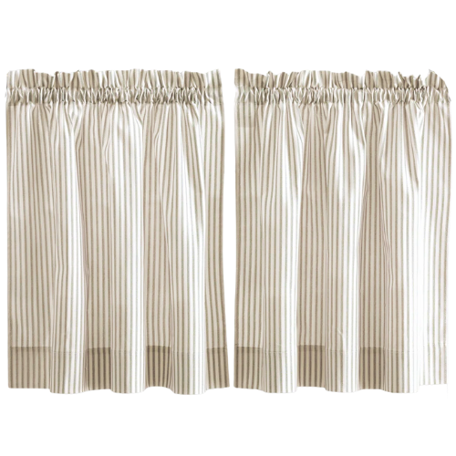 Charis Cotton Blend Striped Tailored Cafe Curtain (Set of 2)