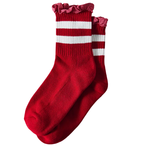 Lace-Trim Striped Athletic Sock Urban Outfitters