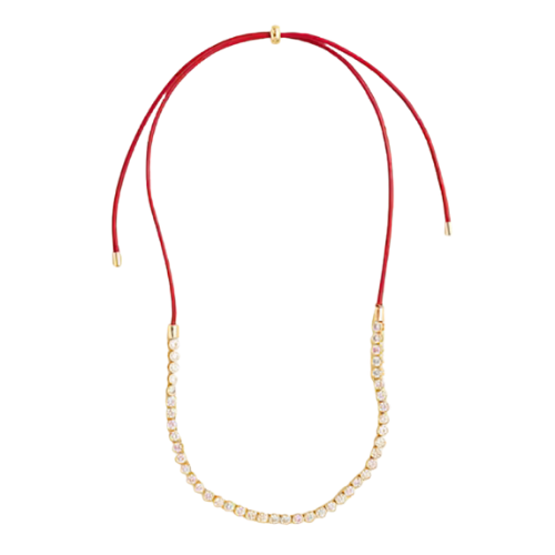 Leather and cubic zirconia bezel-set tennis necklace J-Crew