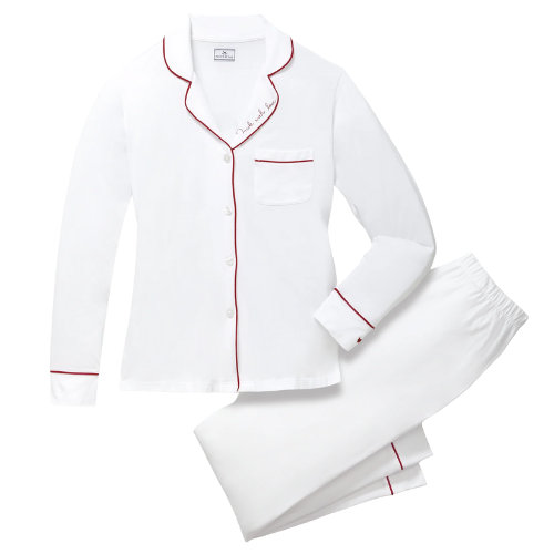 Women's Pajama Set with 'Made with Love' Embroidery Petite Plume