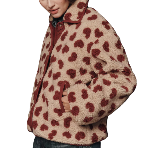 Maeve Heart-Print Sherpa Fleece Jacket Anthropologie